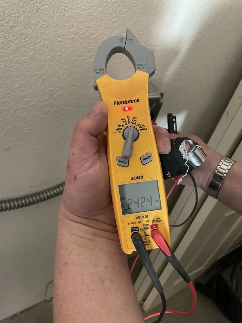 Voltage testing with clamp meter during Hot Tub / Pool Electrical Wiring in Collinsville